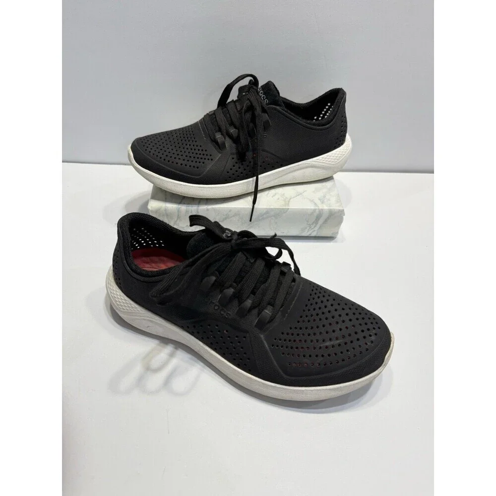 Crocs Women's Lite Ride Casual Comfort Sneakers Shoes Size 8 Black Lace-up